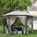 13' X 13' Pop up Gazebo, Hexagonal Canopy Shelter with 6 Zippered Mesh Netting, Event Tent with Strong Steel Frame for Patio Backyard Garden Wedding Party, Coffee and Beige