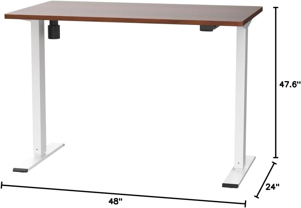 EN1 One Piece Standing Desk 48 X 24 Inch Desktop Electric Adjustable Height Desk Home Office Computer Workstation Sit Stand up Desk (White Frame + 48" Mahogany Top, 2 Packages)