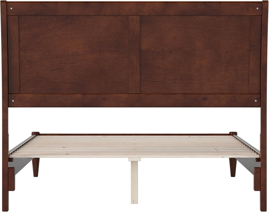 , Valencia Full Solid Wood Low Profile Sleigh Platform Bed, Walnut