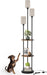 70.9" Floor Lamp with Shelves, Modern Floor Lamp with 3 Linen Shades and Foot Switch, 3-Light Standing Lamp, for Living Room, Bedroom, Study, Office, Rustic Brown and Beige EF53LD05