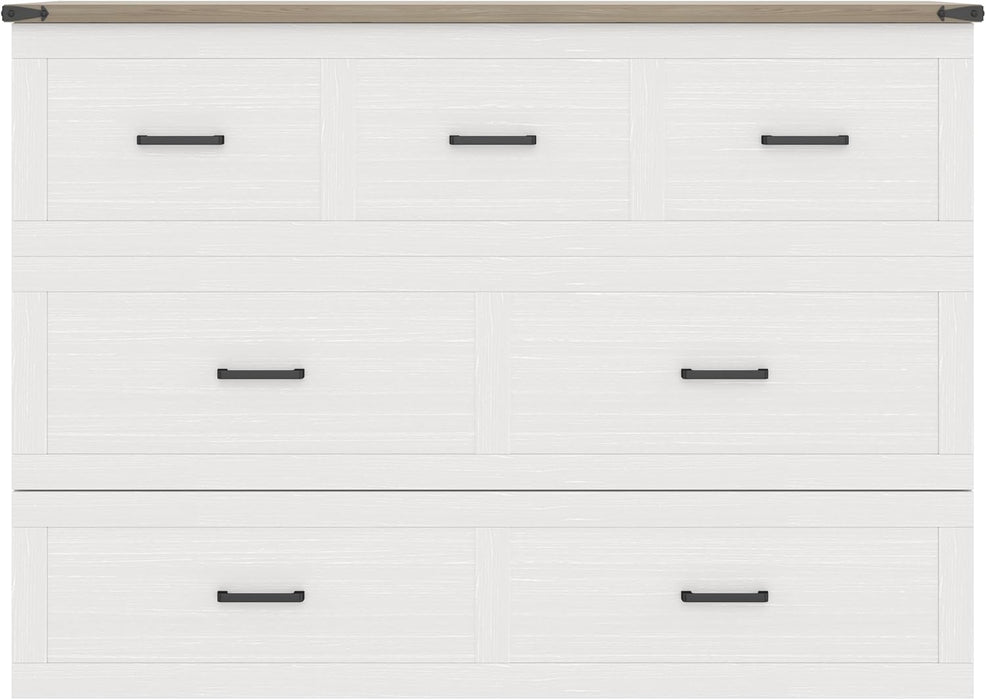 Murphy Bed Queen Size,Hideaway Wall Cabinet Bed with Charging Station and 1 Large Storage Drawer,Multi-Functional Foldable Platform Beds Frame,Can Be Folded,For Apartment,Bedroom,White