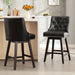 Swivel Bar Stools Counter Height, 26" Faux Leather Upholstered Swivel Counter Stools with Back Set of 3, Modern Kitchen Island Stools with Solid Wood Legs, Black