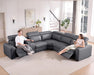 Power Recliner Sofa, Electric Reclining Sofa with Console & Dual Recliner, Leather Sectional Couch for Living Room, Grey