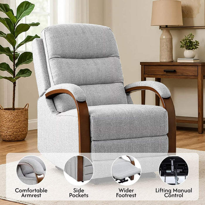FLEXISPOT Dual Motor Power Lift Recliner Chair for Elderly, Electric Lay Flat Reclining Chair with Massage & Heat, Side Pockets, Fabric Single Sofa for Living Room
