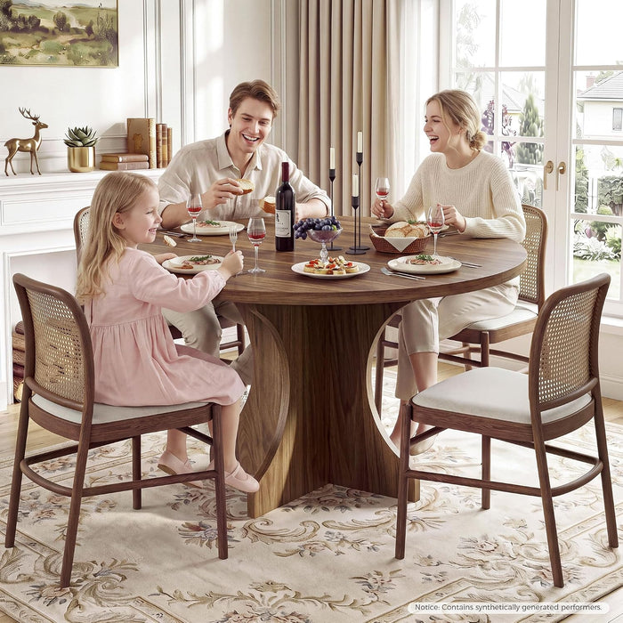 47" round Dining Table for 4-6 People, Walnut