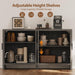 Rattan Buffet Cabinet with Storage, Sideboard with Doors, Console Table, Farmhouse Coffee Bar, Modern Wood Long Cabinets (Brown Black)