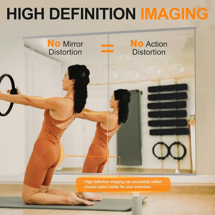 Home Gym Mirror,54''X28''X2Pcs Silver,Large Full Body Tempered Glass Frameless, Wall-Mounted for Gym, Yoga, Garage, Bedroom, Bathroom