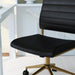 Ivy Armless Swivel Task Chair for Home Office in Black Faux Leather with Polished Brass Frame
