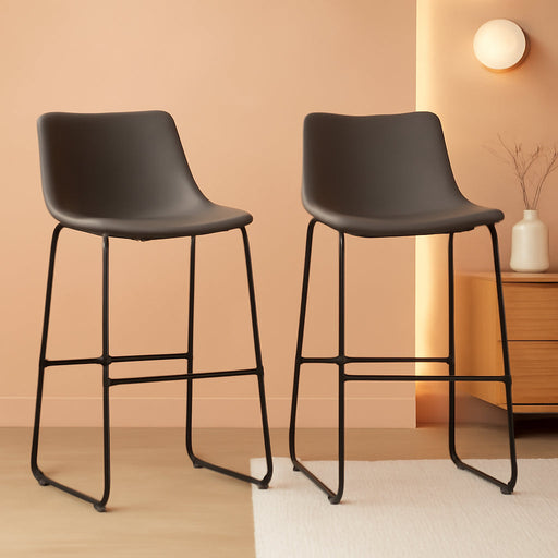 Centiar Modern Faux Leather 29" Pub Height Bar Stool, Set of 2, Gray