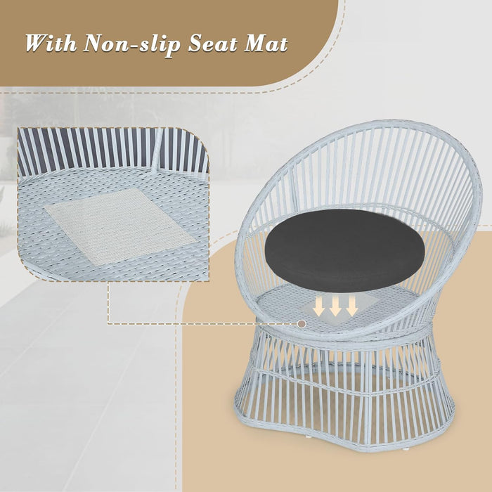 Outdoor Patio Furniture Set Wicker Bistro Set, 3 Piece Conversation Set All-Weather PE Rattan Chairs with Seat Cushions & Glass Table for Porch, Backyard, Black