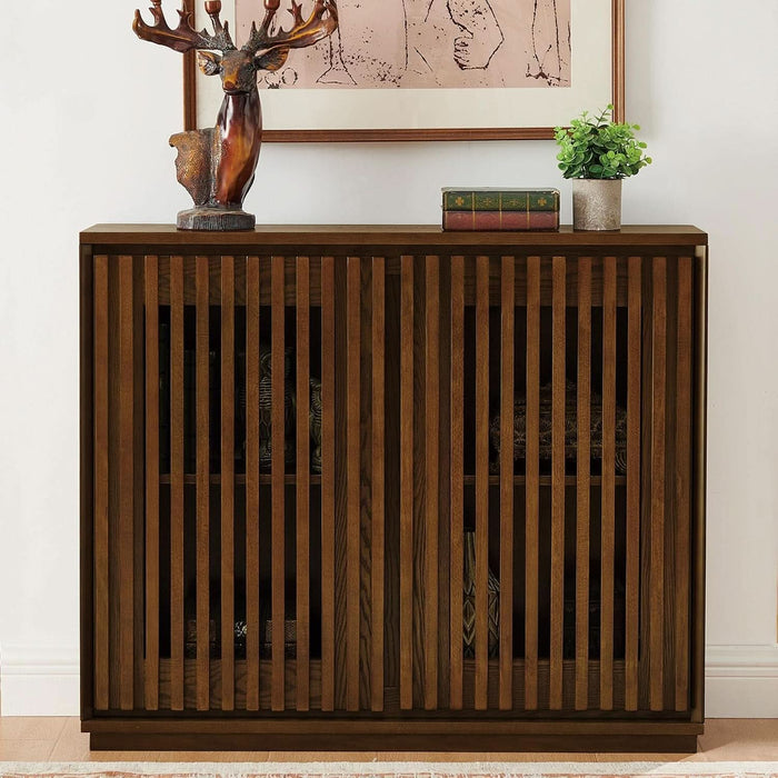 39" Walnut Narrow Sideboard Buffet Storage Cabinet for Entryway