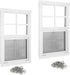 Shed Windows 2 Pack 14" W X 21" H Flush Mount White Window with Tempered Glass and Fiberglass Screen,Sliding Windows with Vertical Slider and Screws for Sheds,Chicken Coop, Playhouse Garbage Room Etc