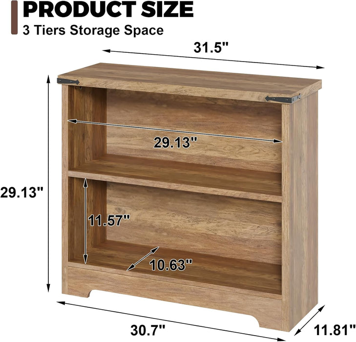 Small 3-Tier Book Shelf, Engineered Wood Bookcase,Bookshelf for Home, Brown