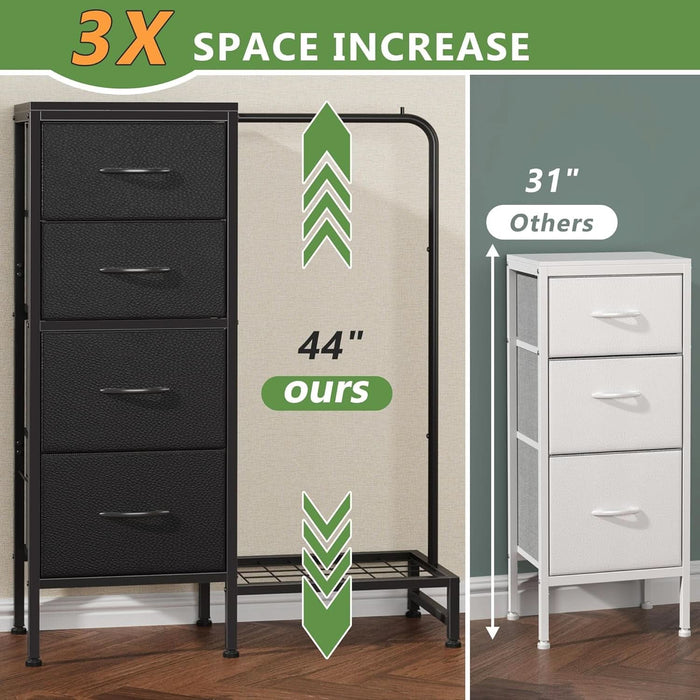 Dresser With Hanging Rack And 4 Drawers Black 44 Inch Tall ShipItFurniture Dresser With Hanging Rack And 4 Drawers Black 44 Inch Tall ShipItFurniture