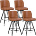 Swivel Bar Stools Set of 4, 26 Inch Counter Height Barstools, Faux Leather Bar Stool with Backs and Solid Metal Legs, Industrial Heavy Duty Counter Stools for Kitchen Island, Pub, Brown