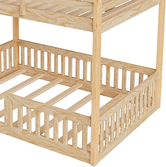 Premium Solid Pine FullOverFull BunkBed Rails Natural