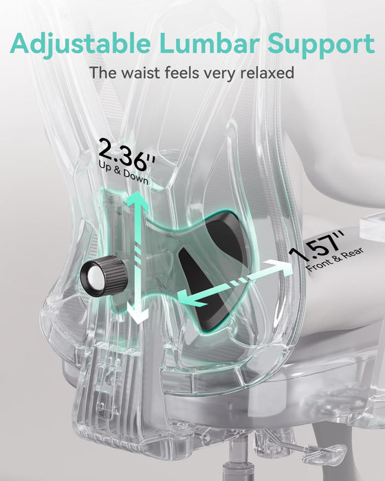 P5 Ergonomic Office Chair, Desk Chair with Adjustable Lumbar Support and Height, Comfortable Mesh Computer Chair with Footrest 2D Headrest, Swivel Tilt Function Black