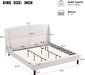 Cordo 44.50" H King Size Bed Set, Upholstered Platform Bed with Wingback Headboard, Solid Wooden Slats Panel Support, No Box Spring Needed, Easy Assembly, Beige