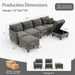 Charcoal Grey Luxurious Modular U Shaped Sectional