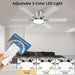 52 Inch Brushed Nickel Ceiling Fans with Lights and Remote,Flush Mount Low Profile 6 Blades Ceiling Fan with 10 Inch Lighting Fixture,Quiet Reversible DC Motor for Living Room,Bedroom and Patio