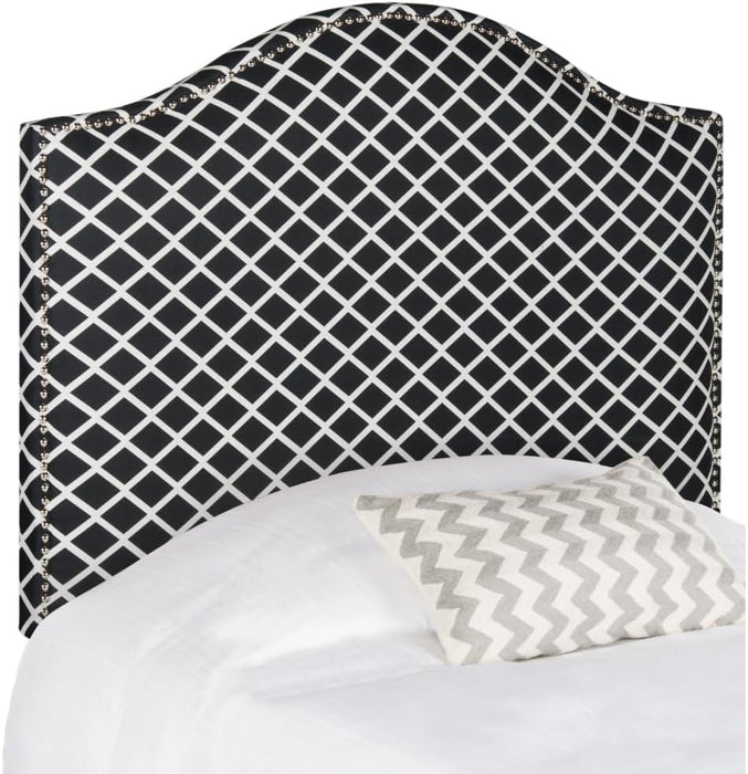 Mercer Collection Connie Black and White Lattice Silver Nailhead Headboard (Twin)