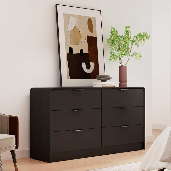 6-Drawer Dresser for Bedroom, 55" Wide Wooden Chest of Drawers Modern Dressers & Chests of Drawers for Living Room, Entryway, Home Office