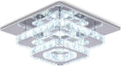 Crystal Ceiling Light Square Chandelier Modern LED Flush Mount 2 Layers Ceiling Lamp Lighting Fixture for Dining Room Living Room Bedrooms Kitchen Hallway Foyer (Cool White)
