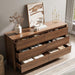 Walnut 6 Drawer Dresser for Bedroom, 55"Wide Modern Wood Dresser