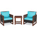 3 Pieces Acacia Wood Patio Furniture Set with Coffee Table