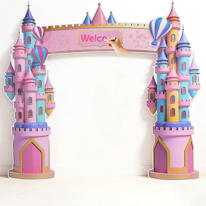 7 Ft X 7.5 Ft Extra Large Cardboard Castle Playhouse| Pink Girl Birthday Cardboard Fort| Castle Royal Cutout| Princess Party Decorations Perfect for School Parties and Celebrations