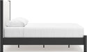 Signature Design by Ashley Cadmori Modern Queen Upholstered Platform Bed, Foundation or Box Spring Not Needed, Black & White