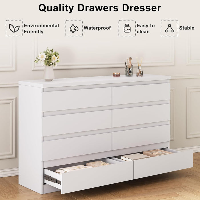 White Solidwood Eight Drawer Dresser Deepstorage Organizer