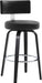 Swivel Counter Height Bar Stools Set of 3, 29" Upholstered Faux Leather Barstools with Back, Mid Century Modern Counter Stools with Black Walnut Wood Legs for Kitchen Island, Black