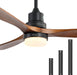 52" Ceiling Fan with Lights Remote Control, 3 Poles for Indoor Outdoor Ceiling Fan with Remote, Reversible Noiseless ETL Motor, 3 Walnut Wooden Blades