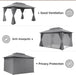 Patio Gazebo 10'X13', Outdoor Heavy Duty Party Tent Shelter with Double Roofs, Mosquito Nettings and Privacy Screens for Backyard, Garden, Lawn, Gray