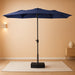 15 Ft Rectangular Patio Umbrella with Base Included, Large Double-Sided Outdoor Table Umbrella with Crank, 1.9" Pole UPF 50+ UV Resistant for Pool Deck Backyard Garden, Navy Blue
