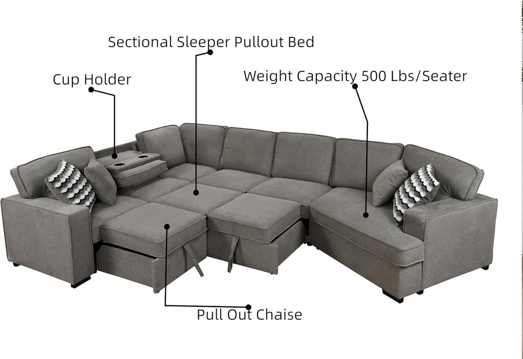 Oversized Sectional Sleeper Sofa with Chaise