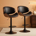 Bar Stools for Kitchen Swivel Bentwood Barstools,Set of 2,Black PU | Modern PU Leather Upholstered Bar Chairs with Footrest, Bentwood Bar Stool for Kitchen, Bar, Dining Room