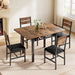 Extendable Dining Table Set for 4 with Built-In Shelf Rack Brown
