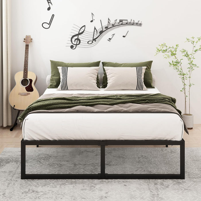 14 Inch Queen Bed Frame with Heavy Duty Steel Slat Support