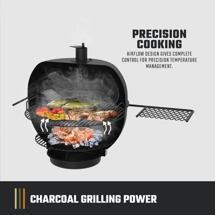 Blackjack 21.5 In. Heavy-Duty Kettle Charcoal Grill with 382 Sq. In. Cooking Area, Black