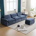 Convertible Sectional Sofa with Chaise L Shaped Couch with Ottoman Reversible 3-Seat Sofa Sectional Couch Sets for Apartment Gray-Blue