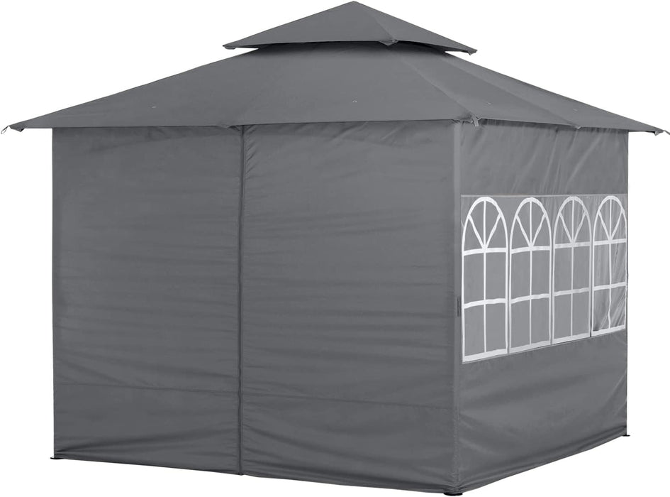 10X12 Outdoor Gazebo - Patio Screened Gazebo with Curtains and Windows for Deck, Lawn and Backyard (Dark Gray)