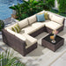 7 Piece Outdoor Patio Sectional Furniture Set, Modular Wicker Outdoor Couch