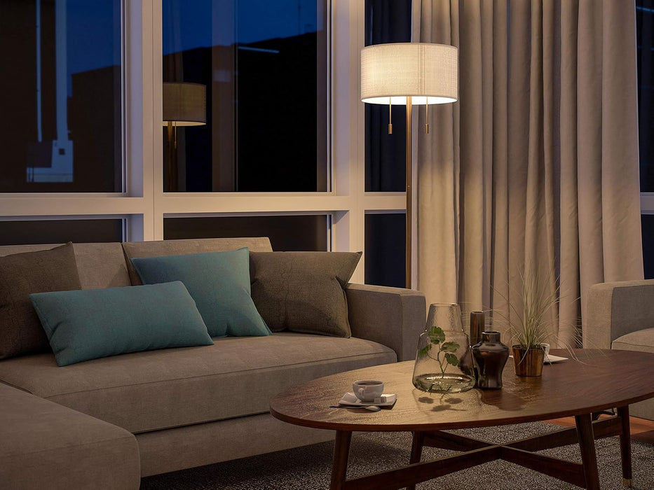 Stowe Floor Lamp with Antique Brass Finish, Modern Style, 61" Height, 19" Width, 19" Depth