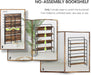 No Assembly Extra Wide 4 Tier Folding Bookshelf Storage Shelves Vintage Bookcase Standing Racks for Bedroom Living Room Home Office