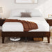 Queen Bed Frame Natural Solid Wood Platform Bed with Wooden Slats Support, 7.3-Inch Underbed Space for Storage, Noise-Free Design, Easy Assembly, Dark Walnut Finish