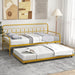 Twin Size Golden Metal Daybed with Trundle and Lockable Wheels