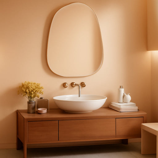 Irregular Wall Mirror,27X20 Asymmetrical Frameless Bathroom Mirror