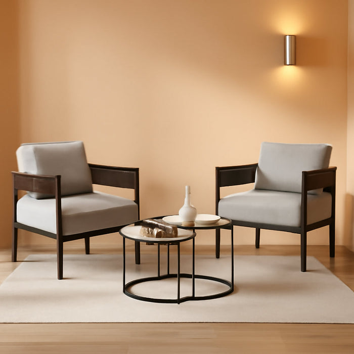 4-Piece Outdoor Conversation Set with 2 Single Chairs and 2 Patio Coffee Tables, Wicker Furniture Set